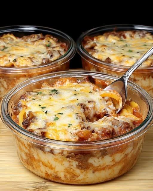 Recette de gratin de pâtes au bœuf et au fromage 547443547_825646506809160_8742484941437962182_n