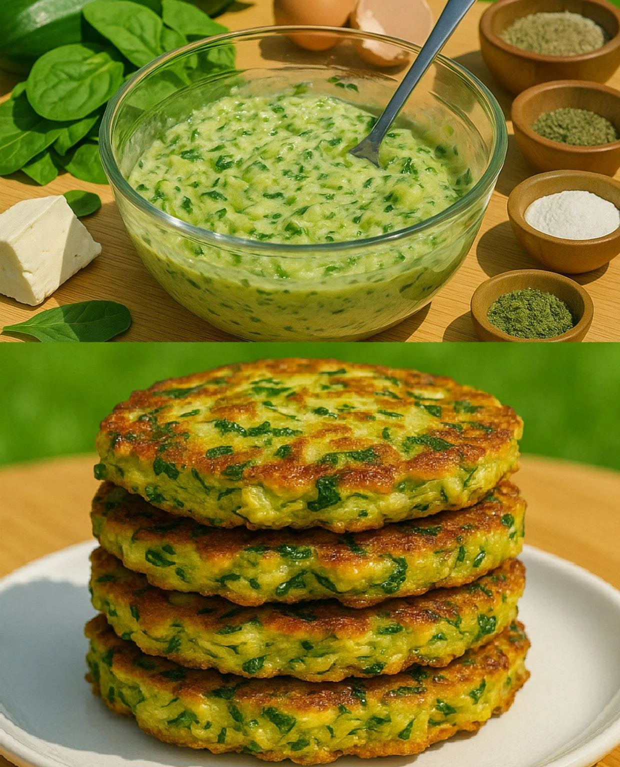 Zucchini, Feta, and Spinach Fritters with Garlic Tzatziki: A Mediterranean Delight G6wHWS9