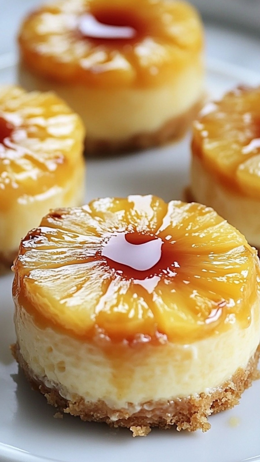 Mini tartas de queso de piña al revés Mini tartas de queso de piña al revés