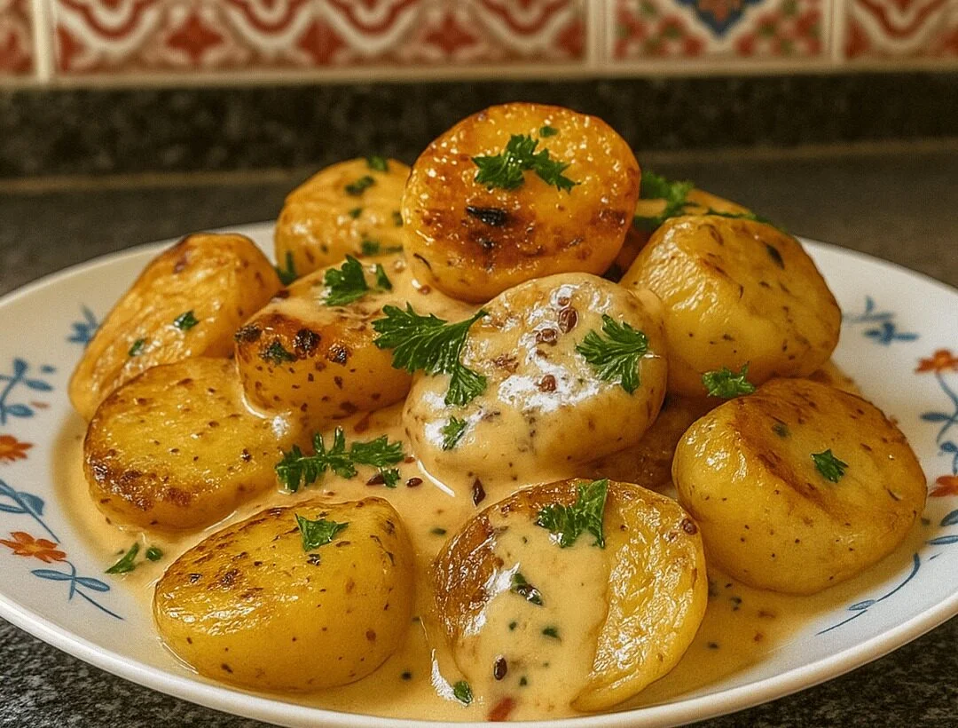 Pommes de Terre Grenaille à la Sauce Crémeuse à l’Ail Un Accompagnement Sublime