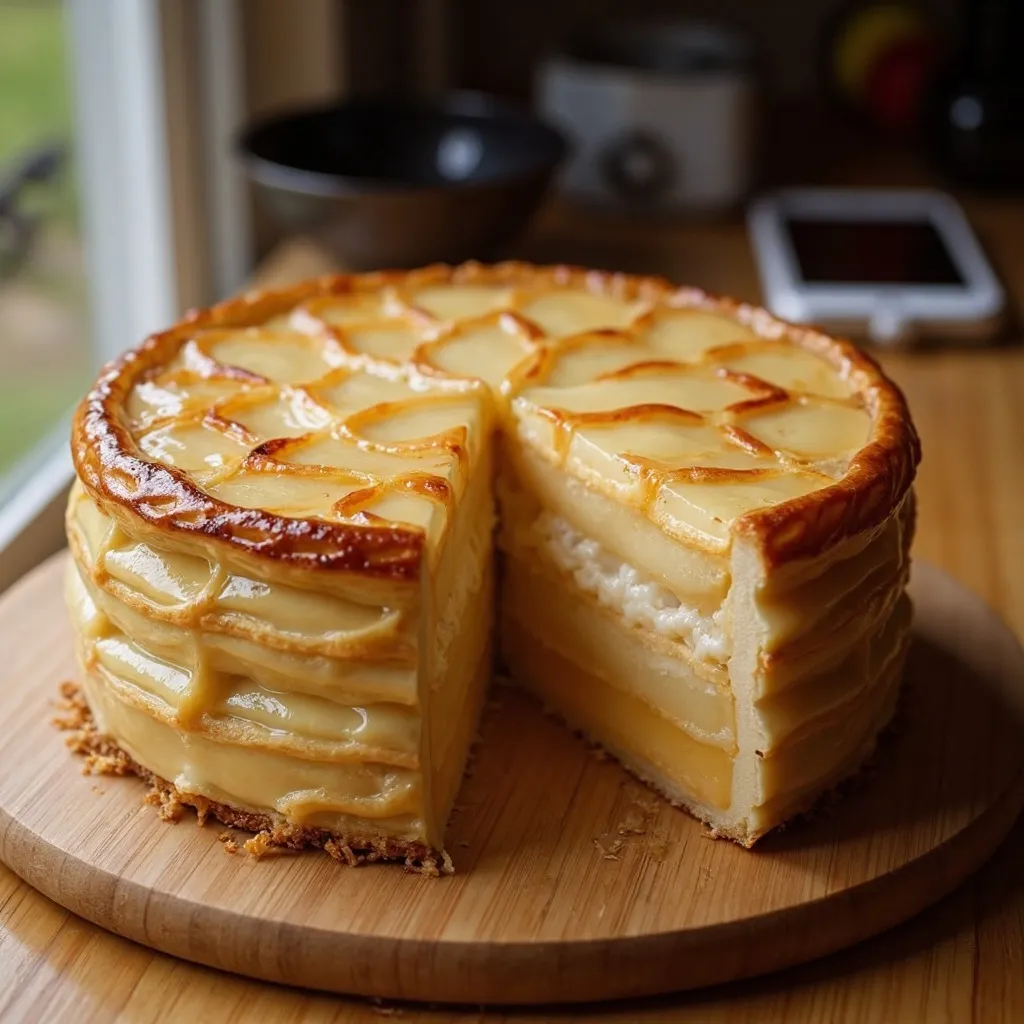 Gâteau de Crêpes aux Pommes Caramélisées – Fondant et Délicatement Doré Gâteau de Crêpes aux Pommes Caramélisées – Fondant et Délicatement Doré