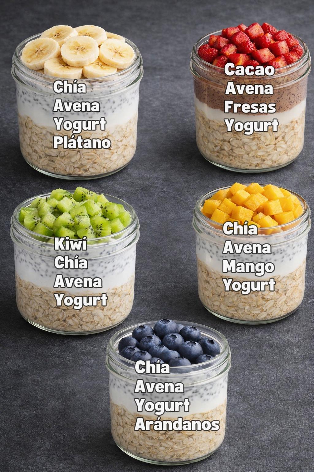 Opciones de Pudín de Avena con Yogur y Chía Opciones de Pudín de Avena con Yogur y Chía