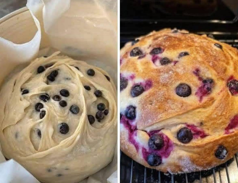 Pain au fromage frais et aux myrtilles le chef-d'œuvre ultime, marbré et recouvert de streusel